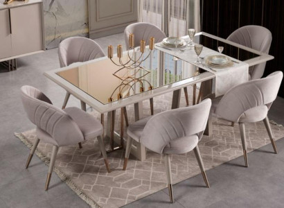 Dining room furniture set Dining room Suite 7pcs Dining table Chairs Beige Wood